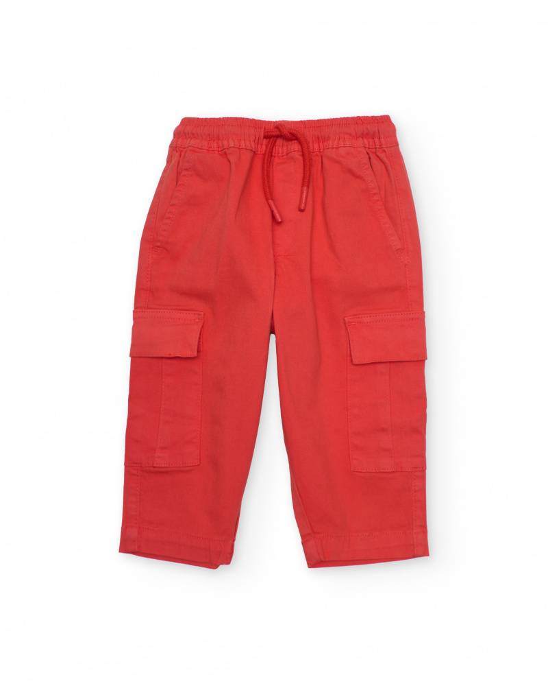 Pantalon garçon en tissu tissé style cargo