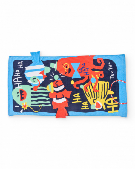 Serviette garçon en maille avec détails en relief