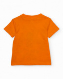 T-shirt garçon en maille avec imprimé tigre sur le devant