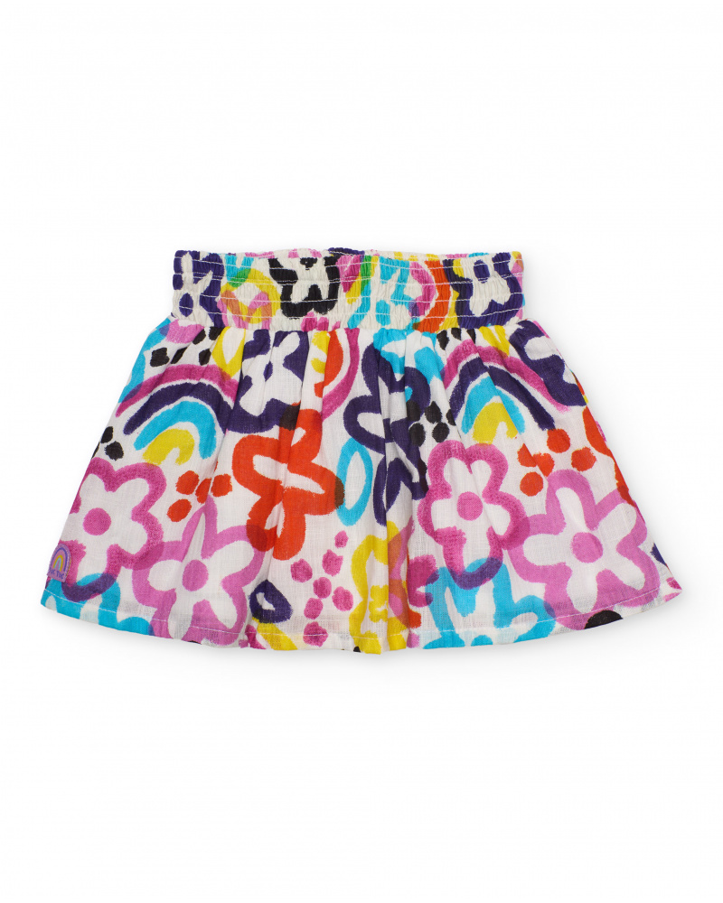 Jupe pour fille en toile avec imprimé floral intégral