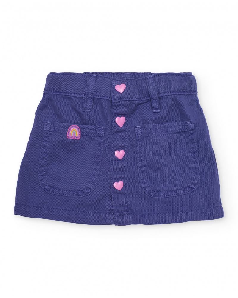 Jupe pour fille en toile avec boutons en forme de cœur