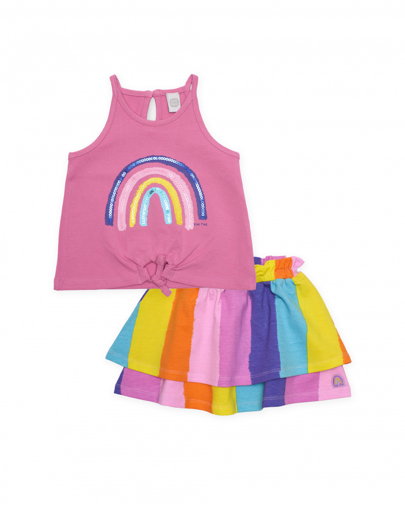 Ensemble pour fille en maille avec nœud sur le devant