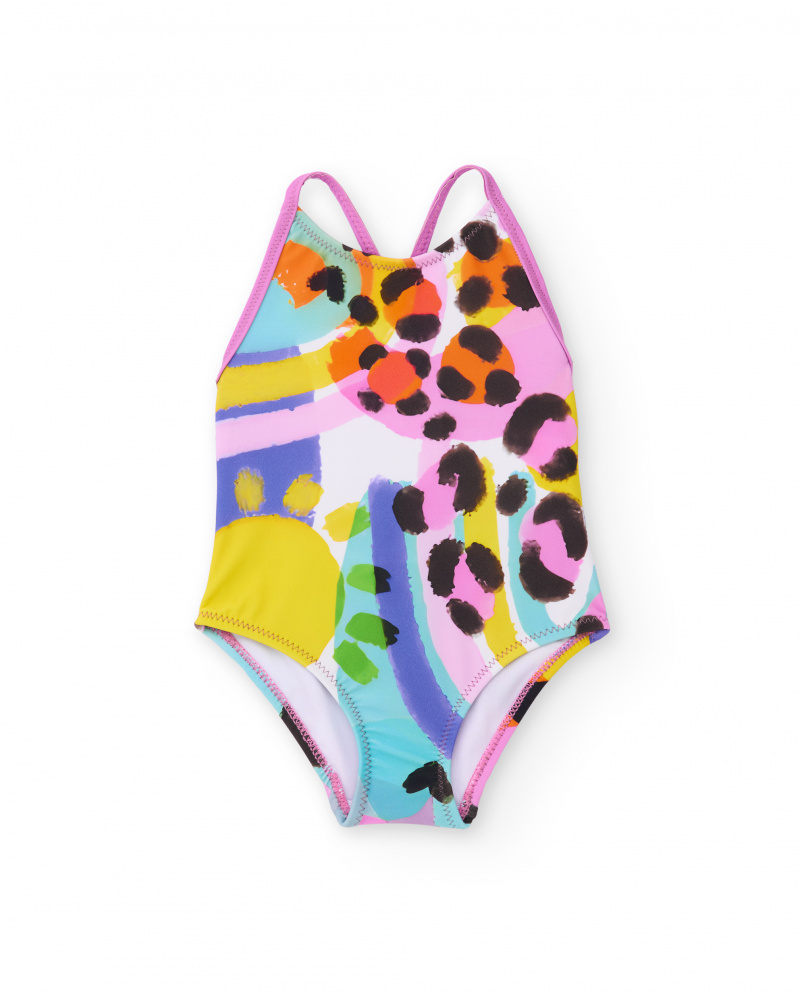 Maillot de bain pour fille en maille avec motif abstrait