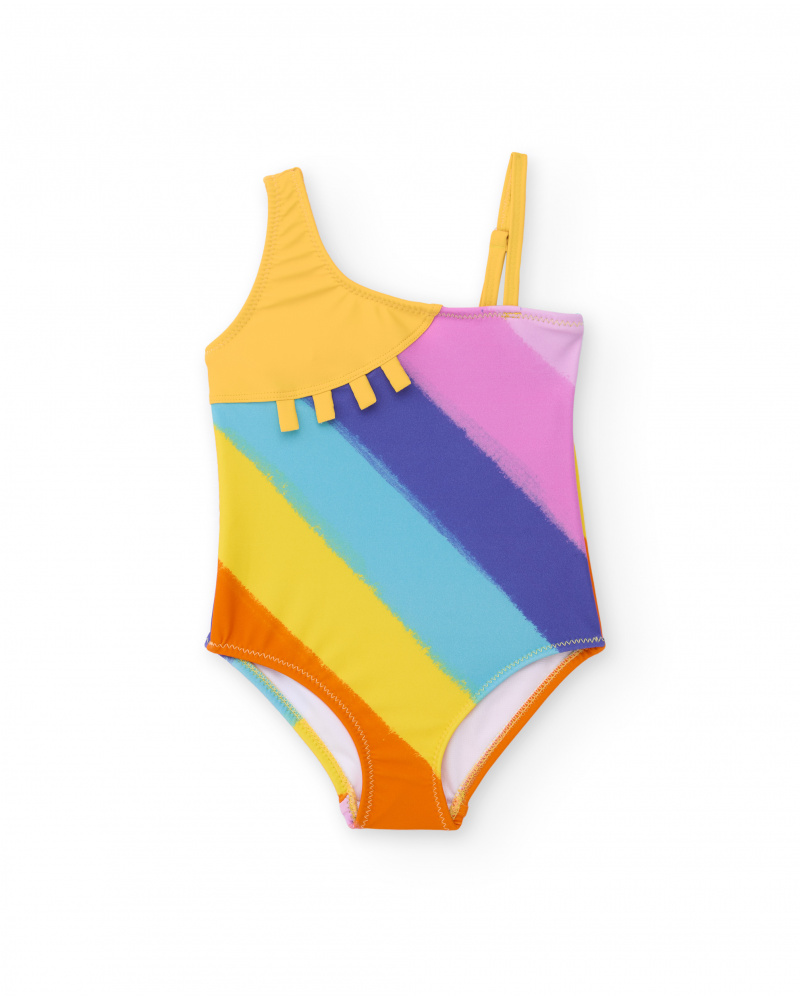 Maillot de bain pour fille en maille avec design asymétrique