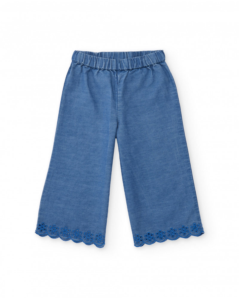 Pantalon pour fille en toile et denim léger