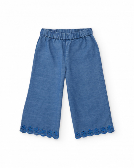 Pantalon pour fille en toile et denim léger