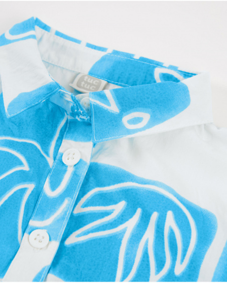 Chemise pour fille en toile avec bas élastiqué