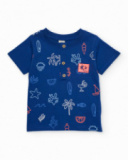 T-shirt pour garçon en maille avec patte de boutonnage sur le devant