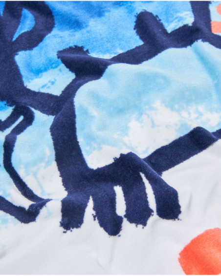 Serviette pour garçon en maille avec imprimé crabe