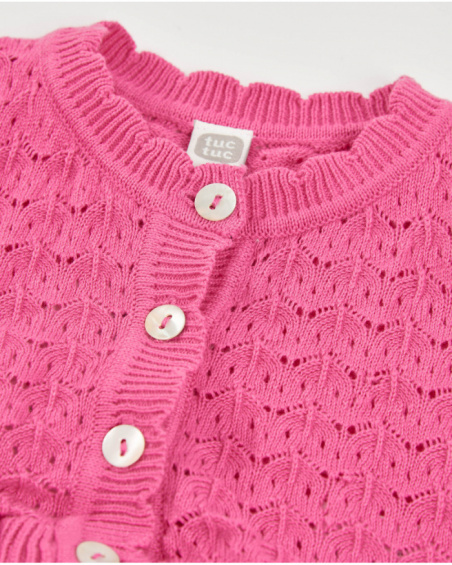 Veste pour fille en tricot avec ajour décoratif