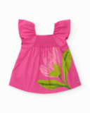Robe pour fille en toile avec corsage froncé