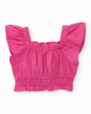 Top pour fille en toile avec application de fleurs