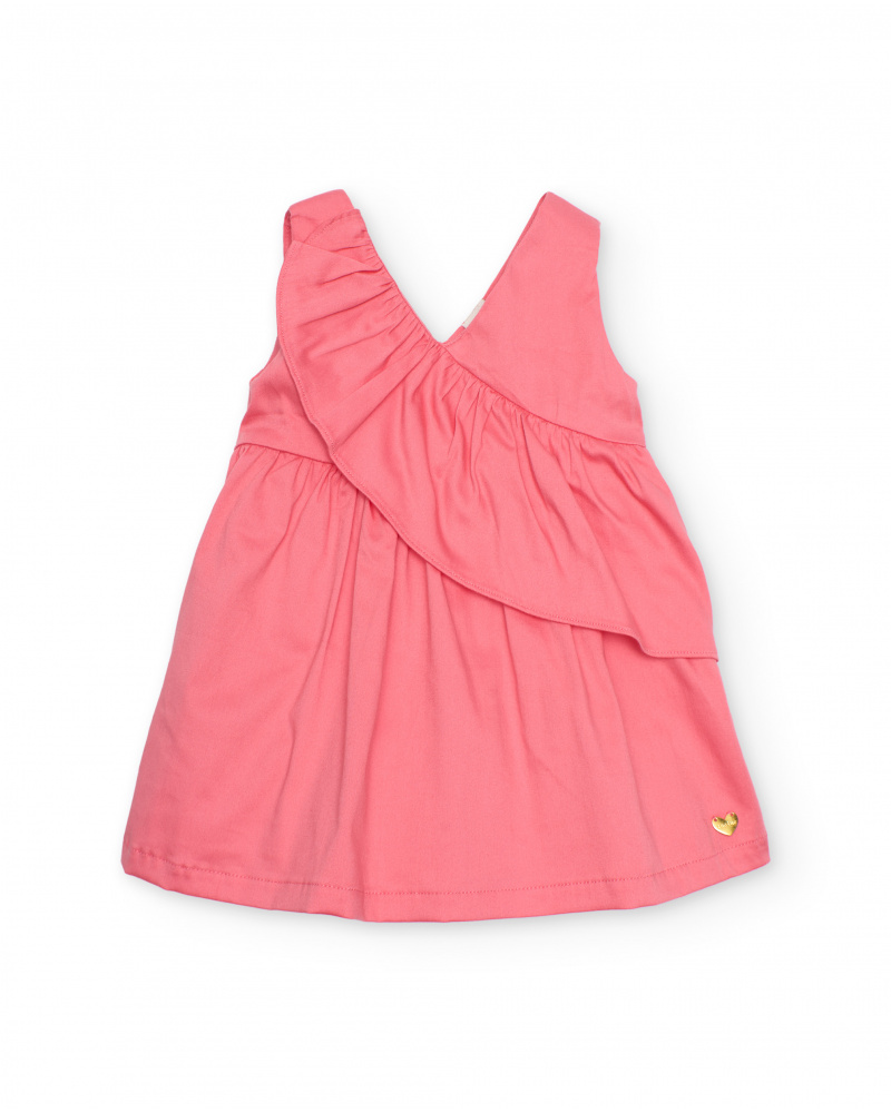 Robe pour fille en toile avec volant sur le devant