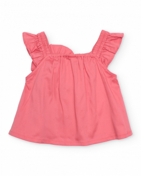 Blouse pour fille en toile avec grande fleur sur le devant