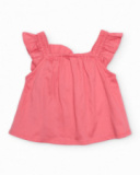 Blouse pour fille en toile avec grande fleur sur le devant