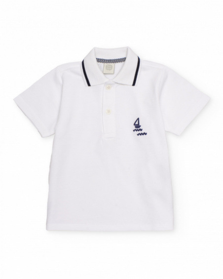 Polo pour garçon en maille avec broderie voilier