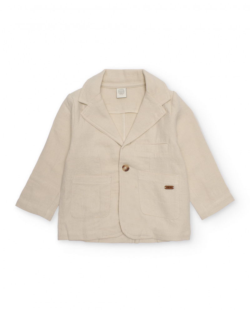 Veste blazer garçon en tissu uni avec revers classiques