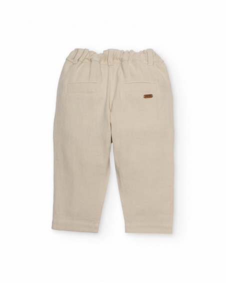 Pantalon garçon en tissu uni avec taille élastique