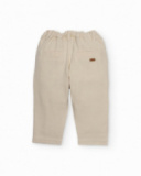 Pantalon garçon en tissu uni avec taille élastique