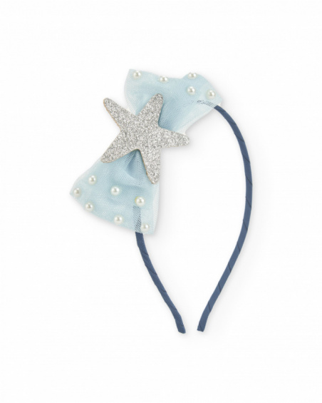 Serre-tête fille en tissu uni avec nœud en tulle