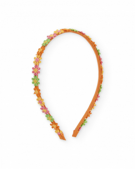 Serre-tête fille uni avec broderie florale