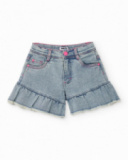 Short fille uni en denim doux