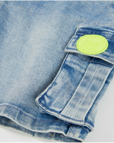 Bermuda garçon uni en tissu denim