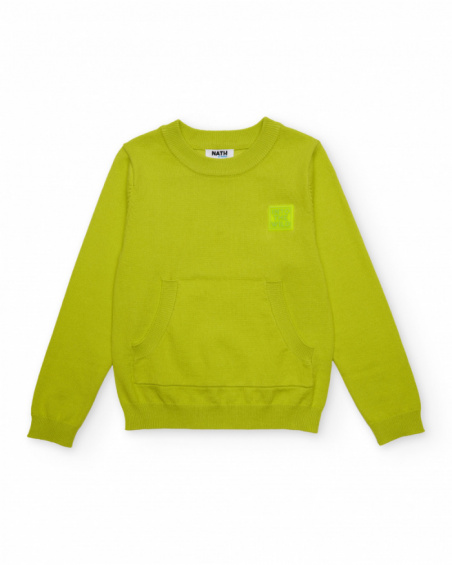 Pull garçon en maille avec poche kangourou