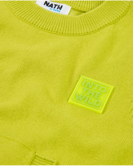 Pull garçon en maille avec poche kangourou