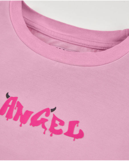 T-shirt fille en maille avec fronces latérales