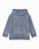 Sweat garçon en maille et denim effet délavé