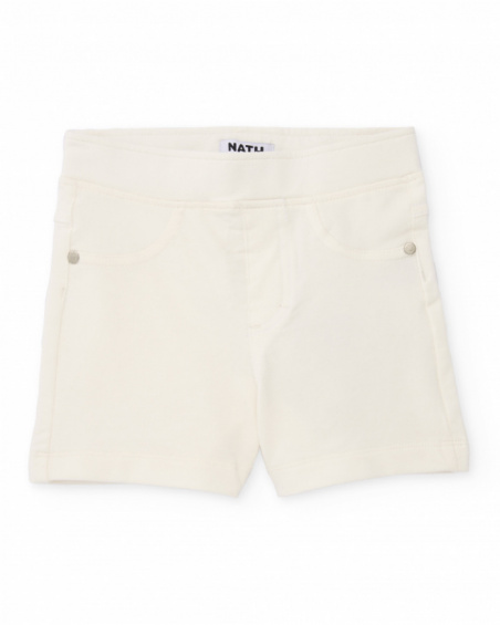 Short fille en maille et tissu stretch