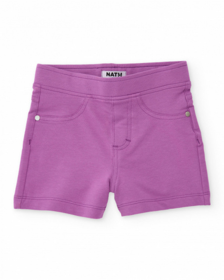 Short fille en maille avec tissu extensible