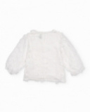 Blouse fille unie avec applications florales