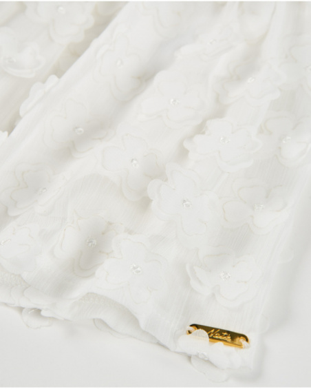 Robe fille unie avec décorations florales