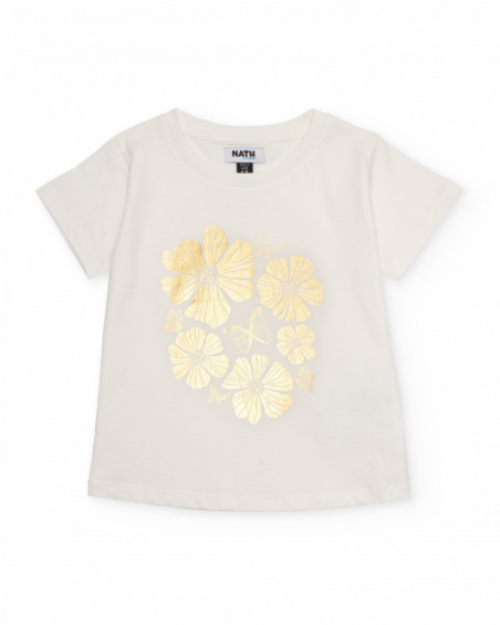 T-shirt fille en maille avec imprimé doré