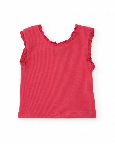 T-shirt fille en maille avec volants au col