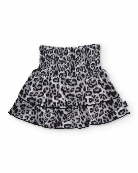 Jupe fille en tissu tissé avec taille large froncée