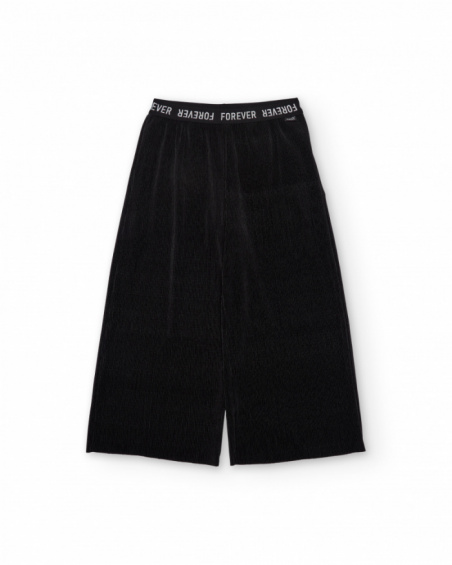 Pantalon fille en maille côtelée