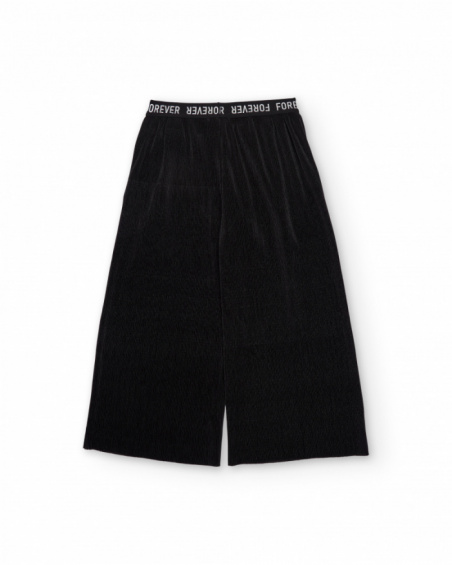 Pantalon fille en maille côtelée