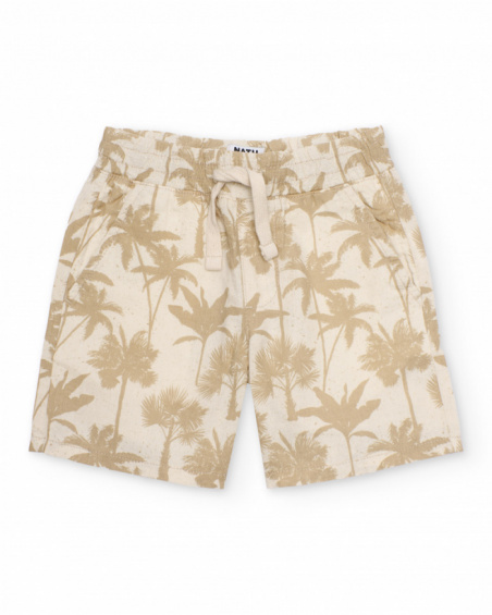 Bermuda garçon en tissu tissé avec imprimé palmiers