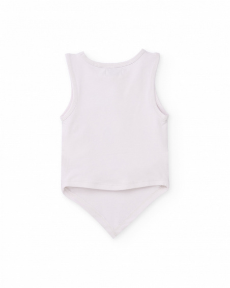 T-shirt fille en maille avec bas finition en pointe