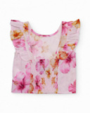 Chemise fille en tissu tissé avec volants latéraux