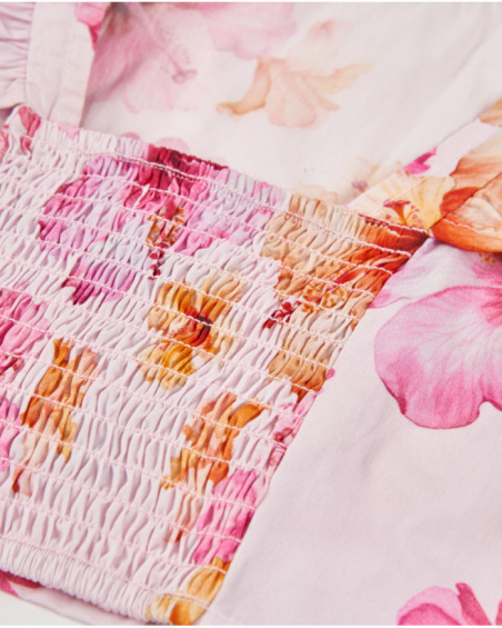 Chemise fille en tissu tissé avec volants latéraux