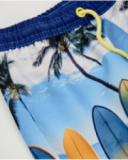 Short de bain garçon en tissu tissé avec planches de surf