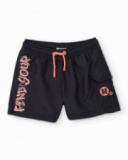 Short de bain garçon en tissu tissé avec imprimé latéral