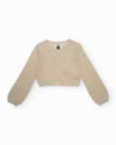 Gilet fille en maille avec tricot ajouré