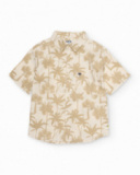 Chemise garçon en tissu tissé avec motif palmiers