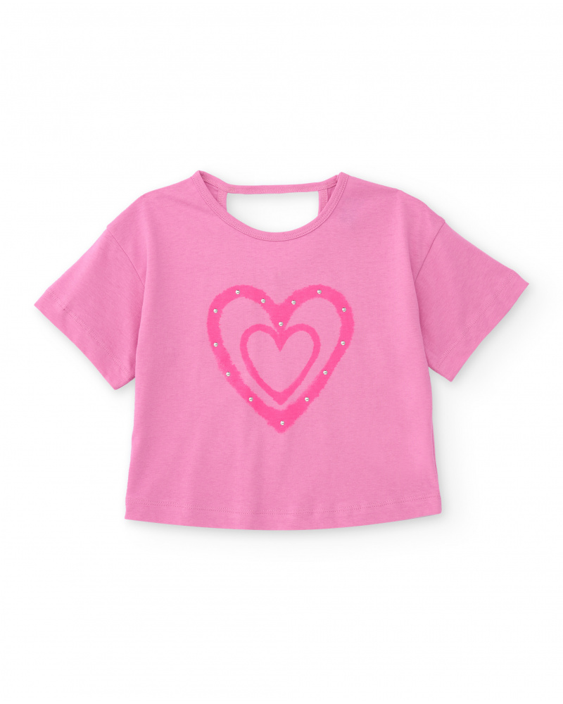 T-shirt fille en maille avec applications brillantes