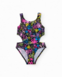 Maillot de bain fille en maille avec ouvertures latérales